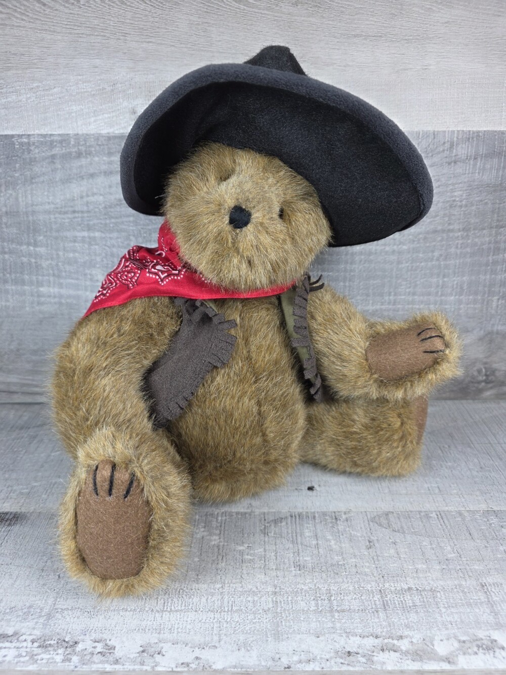 Vtg Boyds Bear Plush 15" Yippeeyo Beanster Cowboy in Hat & Vest w Tags RARE b175